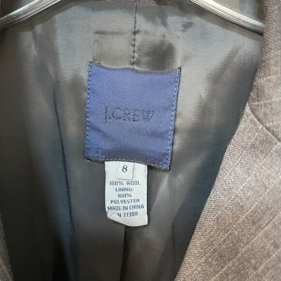 J. Crew Womens Super 120's Blazer Suit Wool Pinstripe Gray 2 Button Lined Size 8 - Picture 2 of 9